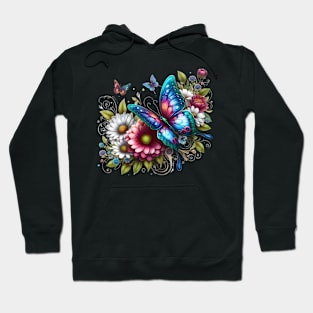 A butterfly decorated with beautiful colorful flowers. Hoodie